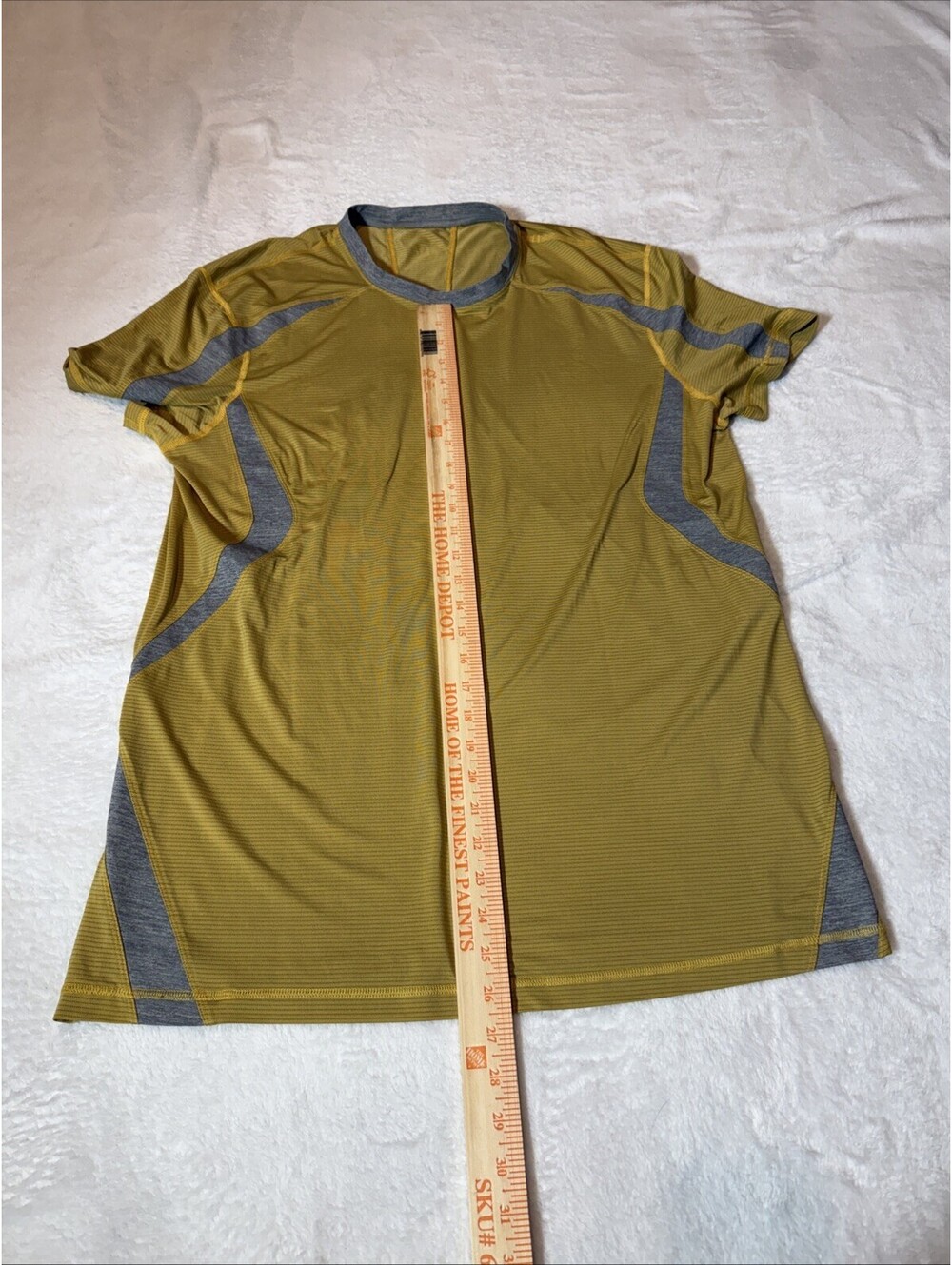 Lululemon Metal Vent Tech Shirt Men's XL Yellow Grey Short Sleeve Training Top - Picture 4 of 7